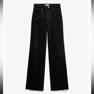 Zara Ripped Wide Leg Jeans
